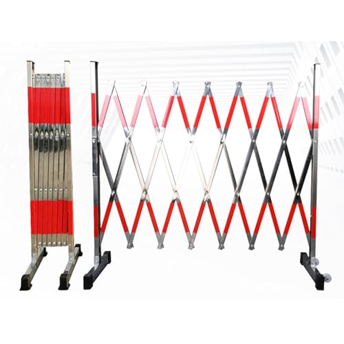 SGKOMN Expandable Metal Barricade 3.9/4.9 Ft Width,Folding Road Garage Portable Scissor Gate,Retractable Traffic Fence with Casters for Maintenance and Construction Work, Wxh-1.2x3m/3.9x9.8ft