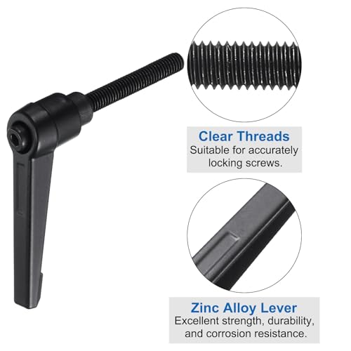 Image of uxcell 4pcs Clamping Lever Adjustable Handle Set Metric M6 x 40mm Male & M6 Female Thread Level Handles Hand Stud Knobs Quick Release Black for Lathe Machinery