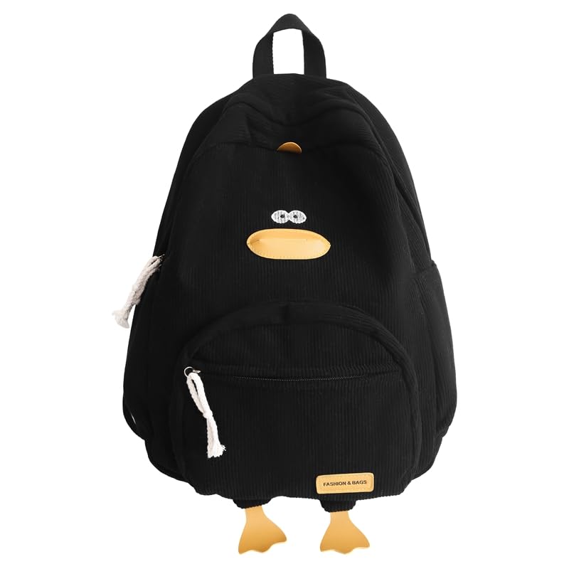 Cartoon Duck Backpack Aesthetic Backpack Bookbag for (Black)