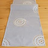 Material: 100% Polyester Tischläufer 40 x 140 cm grau hellgrau Kurbelstickerei Lochstickerei Tischdecke