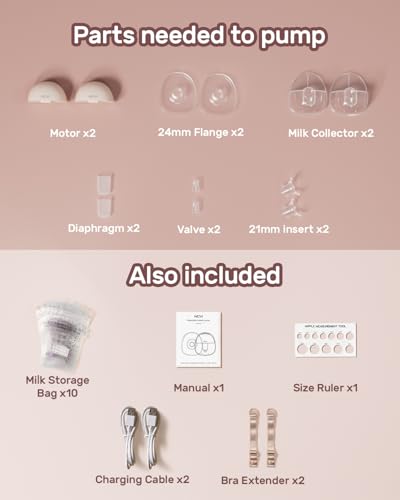NCVI Wearable Hands Free Breast Pump, 4 Modes & 9 Levels with Multitronic Suction, Ultra-Quiet <42dB, Long Battery Life (150min), 21/24mm Flange Insert, Portable Electric Breastfeeding Pump for Moms