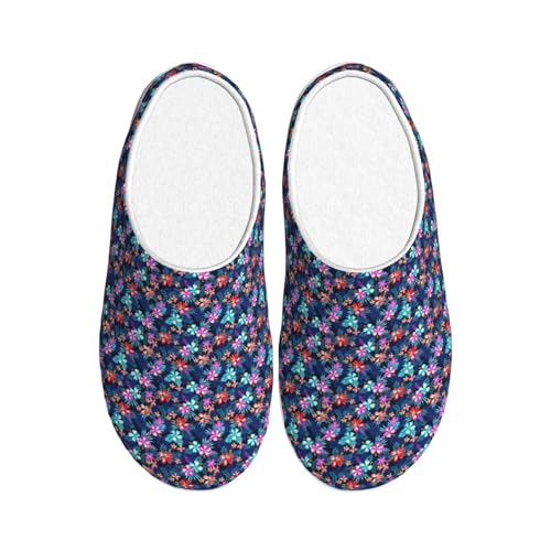 Pantoufles lavables motif floral bleu pour éviter les glissades intérieur et extérieur