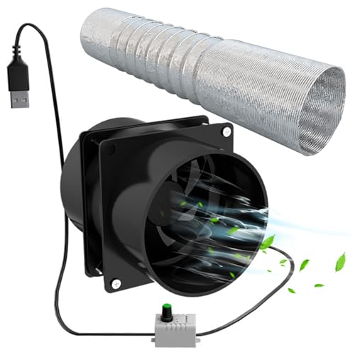 Portable Extractor Fan with 10ft Duct Hose,Solder Fume Extractor,Dust Extractor USB DIY Fume Extractor Powerful 5V 2A Brushless Motor Exhaust Fan for Kitchen Bathroom Smoke