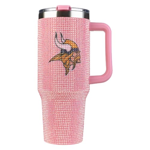 Image of The Memory Company Officially Licensed 40oz Pink Bling Game Day Tumbler, Minnesota Vikings