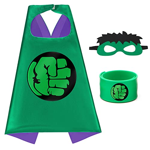 Mizzuco Superhero Capes For Kids Superhero Cloak With Mask And Waistband Halloween Costumes And Party Dress Up Gift For Boys And Girls (Green) #TOP8