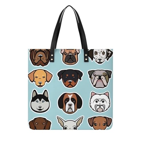 Sac à main avec motif tête de chien - Grand format 39x39cm et double porté épaule