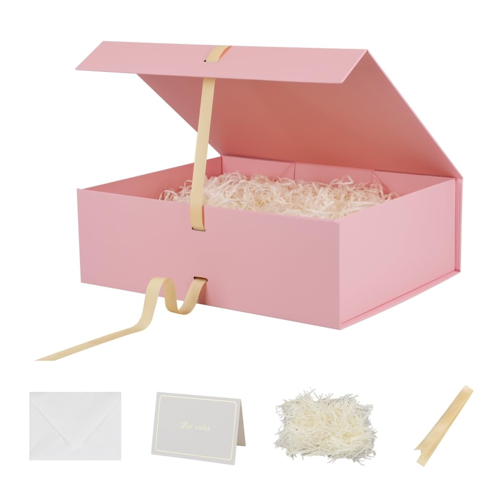 Nenwic Extra Large Gift Box with Lid 42 x 33 x 13.5 cm, Pink 3 Pack