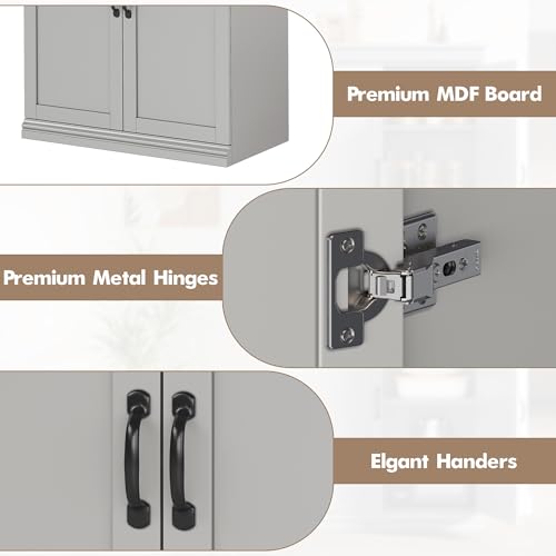 Image of IDEALHOUSE 70 inch Tall Kitchen Pantry Cabinet with Doors and Adjustable Shelves, Tall Storage Cabinet for Dining Room, Freestanding Cupboard, Kitchen, Dining Room, Living Room, Gray