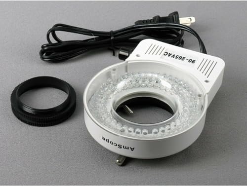 Image of AmScope SM-3TX-80S Professional Trinocular Stereo Zoom Microscope, WH10x Eyepieces, 3.5X-45X Magnification, 0.7X-4.5X Zoom Objective, 80-Bulb LED Ring Light, Single-Arm Boom Stand, 90V-265V, Includes 0.5X Barlow Lens