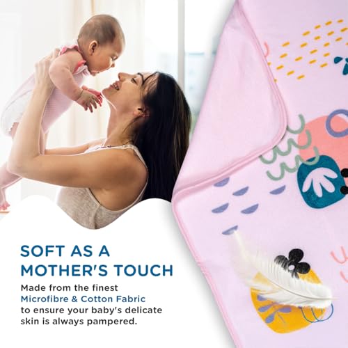 Image of Mee Mee Hooded Baby Bath Towel for New Born | Wash Cloth, Quick Absorbent, Can be Used for Baby Swaddling, Extra Soft Cotton Towels for Kids /Toddlers /Infants /Babies, Pack of 1, (Pink Rain) 80X80 CM