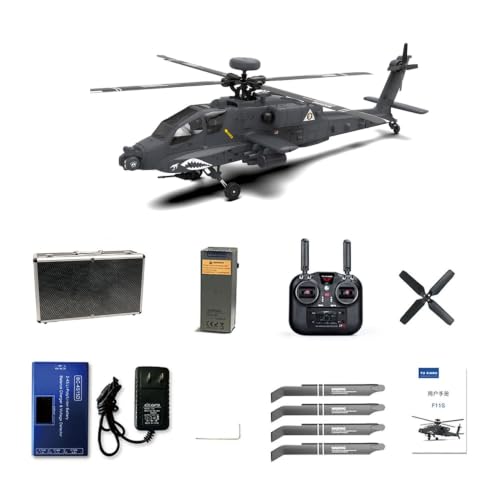 Helidirect Yu Xiang AH64 Scale 3D RC Helicopter Sized 200 - YuXiang F11 Remote Control Helicopter, S-FHSS Protocol Apache RC Electric Helicopters Scale 1/32 for Adults (GPS)