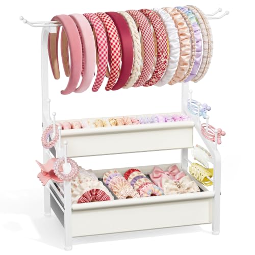 Headband Holder Stand, 2-Tier with Removable Dividers