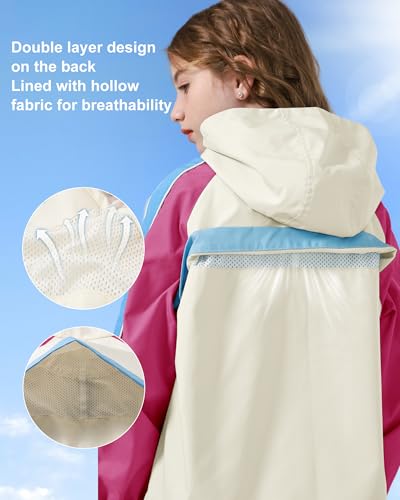 Image of Rolanko Girls Windbreaker Jacket Lightweight Water Resistant Hooded Outwear Jacket for Kids Boys Outdoor Hiking School Travel