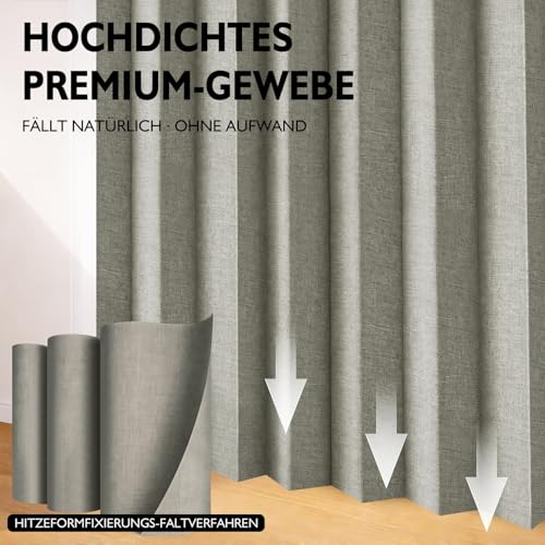 Magnetischer Türvorhang blickdicht, ohne Bohren – Mit Teleskopstange, Faltenbalg-Design für Schlafzimmer & Flur (Grau, 198 x 106 cm, 1er Pack)