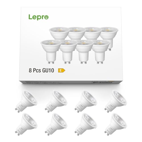 Lepro GU10 LED Neutralweiß 6W Lampe, 4000K Neutralweiß, 630 Lumen, 38° Abstrahlwinkel, Nicht dimmbar Reflektorlampe, Energiesparendes GU10 LED Leuchtmittel für Büro, Küche, Flur, 8 Stück