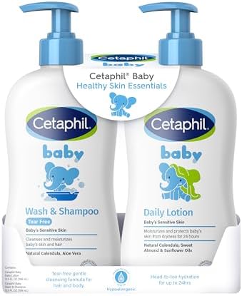 Cetaphil Baby Wash & Shampoo + Lotion, Sensitive Skin, 13.5oz, 2ct