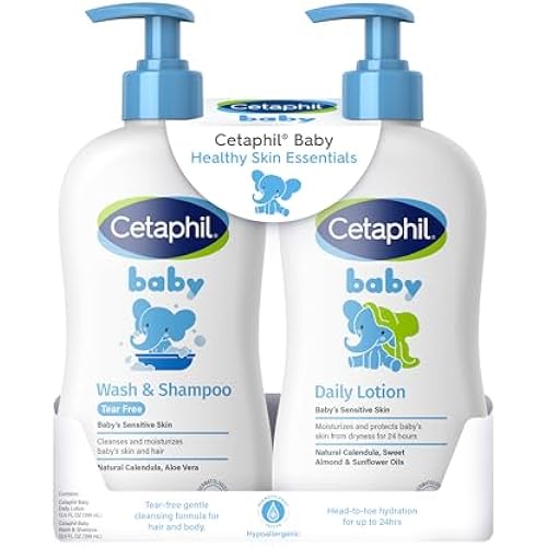 Cetaphil Baby Wash & Shampoo + Lotion, Sensitive Skin, 13.5oz, 2ct
