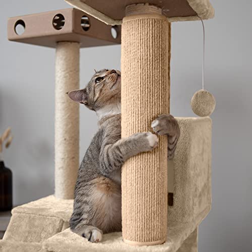Furhaven Wrap Around Scratching Post Cover For Indoor Cats, Fits Posts Up To 3.5" Diameter, Durable & Less Mess - Tiger Tough Carpet Scratch Mat - Cream, Small #TOP2