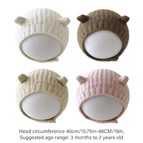 Baby Ear Protections Hat Soft & Breathable Bonnet Knitted Warm Hat for 3 Months to 2 Years Old Windproof Headwear Khaki3