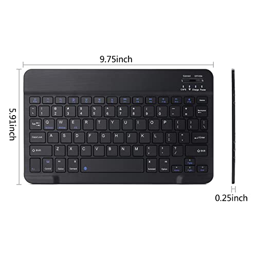 Image of Ultra-Slim Rechargeable Bluetooth Keyboard Portable Wireless Keyboard for iPad A16 11th 10th Generation, iPad Pro iPad Air iPad Mini iPhone, Android Samsung Galaxy Tablet Smartphone Cell Phone (Black)