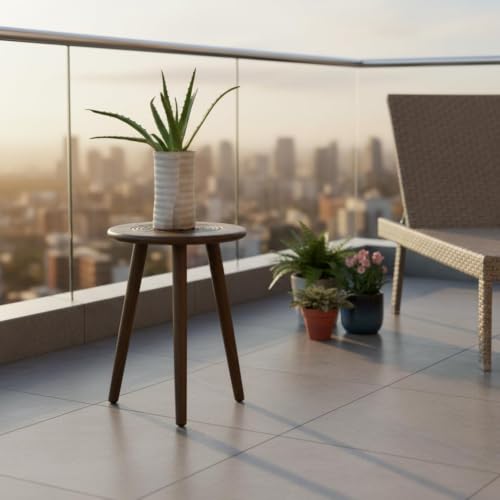 Image of WOOYNEX WOODEN Multifunctional Plant Stand - Modern Home Decor, Wood Planter Holder for Flower Pots, For Living Room Bedroom Balcony Indoor and Outdoor - Kids Stool (Bronze)