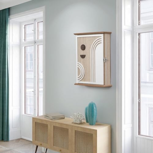Organizador decorativo de pared Hrippy con caja de llaves de madera para entrada 8