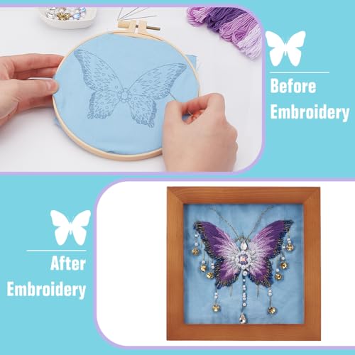 Kit de broderie point de croix papillon idée cadeau DIY adultes - 3
