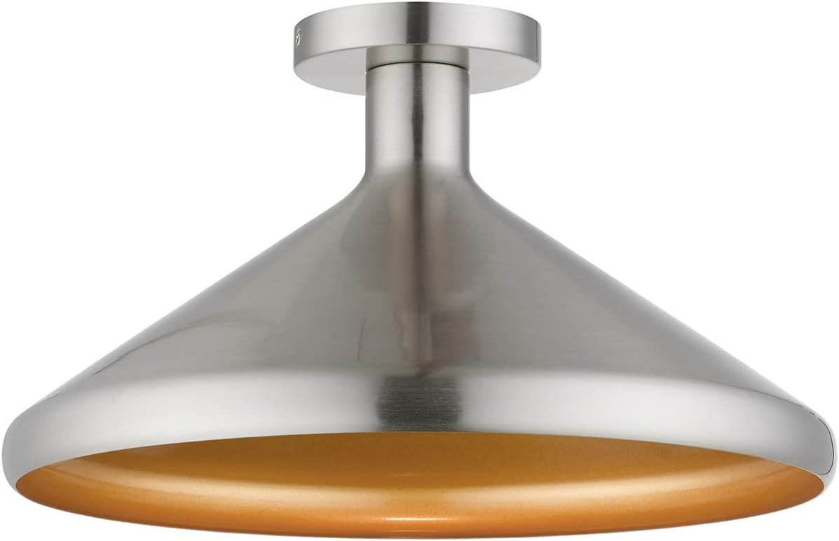 Livex Lighting, 40950-91, Geneva, Cone Semi-Flush, Brushed Nickel