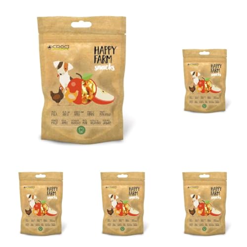 Croci Happy Farm - Friandise à mâcher pour Chiens, collation Naturelle pour Chien, avec légumes, Poulet et Pomme, 80 GR (Lot de 5)