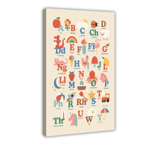 Alphabet gallois sur toile 40x60 cm pour chambre enfant