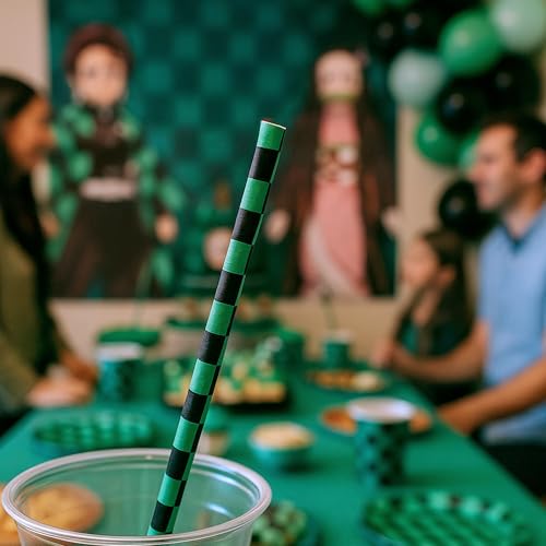 100 Pitillos Desechables de Papel Verdes y Negros miniatura 2