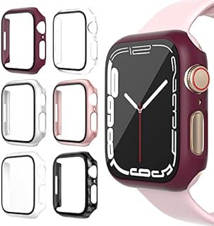 DULIPING 6-Pack Screen Protector for Apple Watch Seires 6/5/4/SE(2022/2020) 44mm, Hard PC Case with Tempered Glass All-Around Bumper Cover Compatible with iWatch Series SE/6/5/4 44mm Accessories
