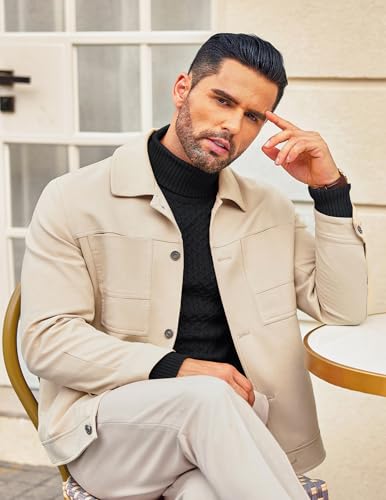 COOFANDY Jersey Hombre Cuello Alto Invierno Sueter Manga Larga Cuello Vuelto Jersey de Punto Sweater Ajustado Negro XXL - imagen 2