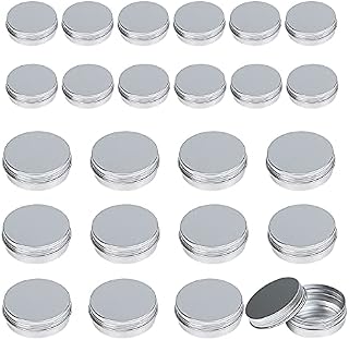 Aluminum Tin Jars,LANMOK 24 Pcs(1oz 30ml + 2oz 60ml) Aluminum Cosmetic Containers Round Cans with Screw Cap Lid for DIY Crafts,Cosmetics,Salve,Candle,Travel Storage