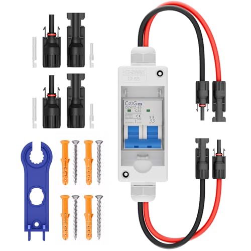 Solar Panel Disconnect Switch, CGELE 20 Amp DC 500V Breaker Box PV Disconnect Switch Miniature...