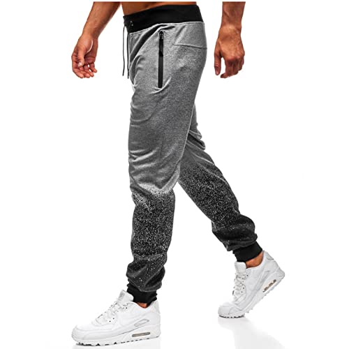YawYews Pantalon de jogging décontracté pour homme - Coupe ajustée - Couleur dégradée avec poche zippée, gris, 34-37 Cover