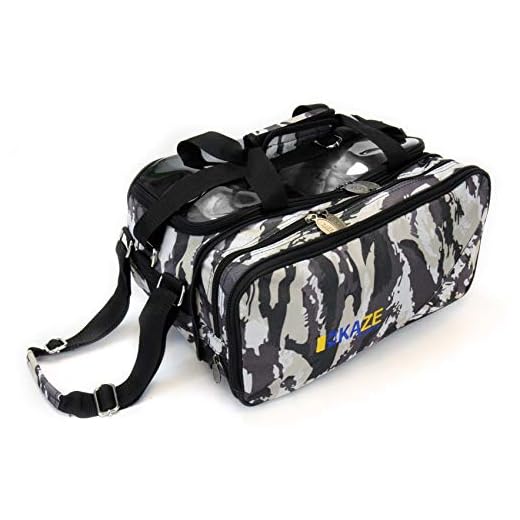 KAZE SPORTS 2 Ball Compact Bowling Roller with Expandable Shoe Storage (White Camo)