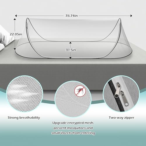 78 * 31 * 22Large Pop-Up Mosquito Net, Lightweight, Breathable, and Soft Convenient Mesh Tent,Foldable and Durable,Mosquito Net for Bed,Apply to Outdoor Athletes, Camping, Beach,Starlit Sky of Night. - Image 3