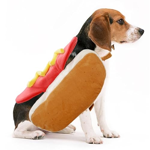 UKCOCO Hundekostüm Hot Dog Anzug Für Haustiere Lustiges Warmes Cosplay Outfit Für Kleine Hunde Und Katzen Bequemes Tierkostüm Für Outdoor Und Fotosession Größe L