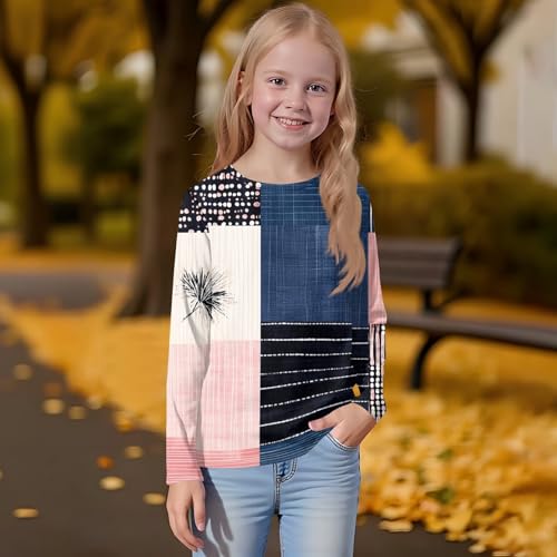 Long Sleeve T Shirt Fall Shirts for Teens Girls Oversized Cute Crewneck Clothes Solid Soft Casual Tops 3-14 Years3