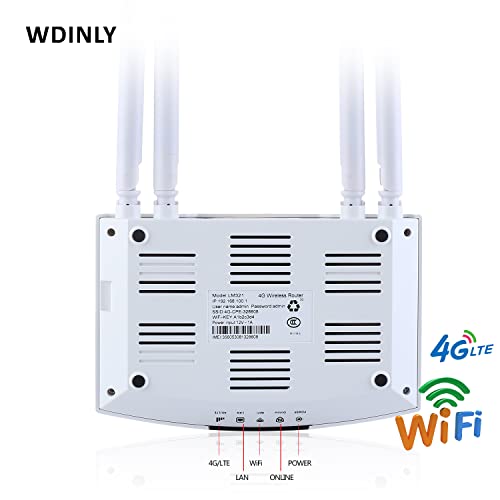 Wdinly 4G Lte Wifi Router External Antenna, 300Mbps 3G/4G Travel Router With Rj45 Wan/Lan Port, 4 X 5Dbi Antennas For Wifi Signal, 2.4 Ghz Wifi Router Fdd/Tdd Sim Card Support 32 Wifi Users #TOP2