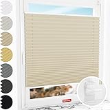 Schuette® Plissee ohne Bohren ● Thermo Kollektion: Milk Tea (Beige) ● 35x120cm (Breite x Höhe) ● Suprafix Faltrollo Klemmfix 2.0 Rollo ● 60 Sekunden Plisseerollo Montage inkl. Video