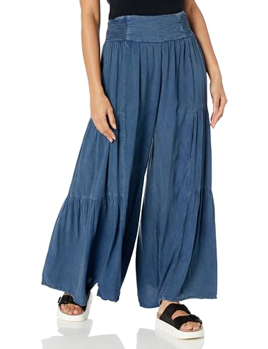 Angie Women's Smocked Waist Tiered Wide Leg Pants