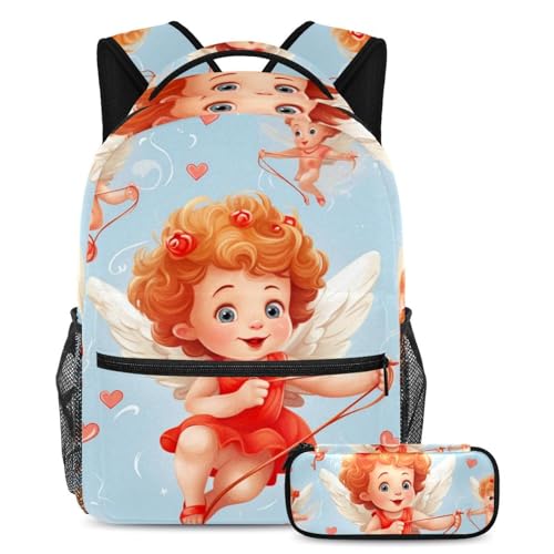 Sac à dos fille et garçon Cute Cupid avec trousse d'école, grand cartable ado