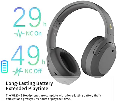 Edifier W820NB Active Noise Cancelling Bluetooth Headphones, Wireless Over Ear Bluetooth Headphones - Hi-Res Audio - 49H Playtime - Over-ear style, Memory Foam Ear Cups, for Travel, Home Office