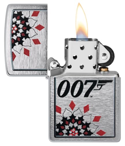 Image of Zippo James Bond Windproof Lighter - 007 Logo Color Image Design on Street Chrome, Refillable