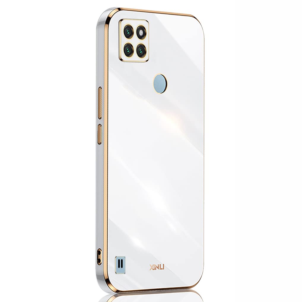 SEAHAI Cover per Realme C21Y / Realme C25Y, Custodia Protettiva Ultra Sottile ed Elegante in Silicone TPU Flessibile, Glitter Modelli Colorful Cover Antiurto Case - Marmo Bianco
