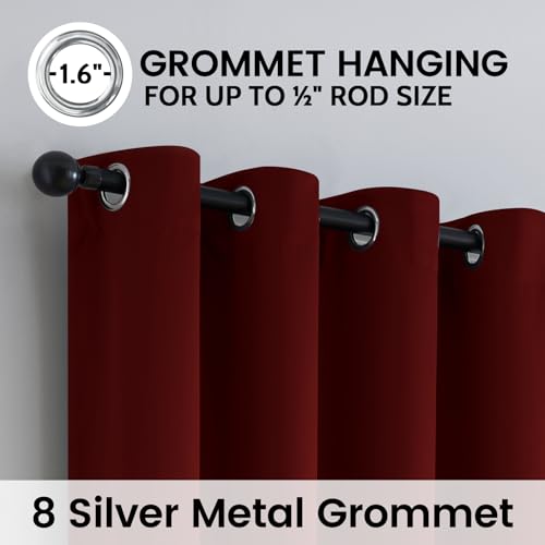 Image of SimpleHome Burgundy Red 100% Blackout Curtains Room Darken Living Room 96