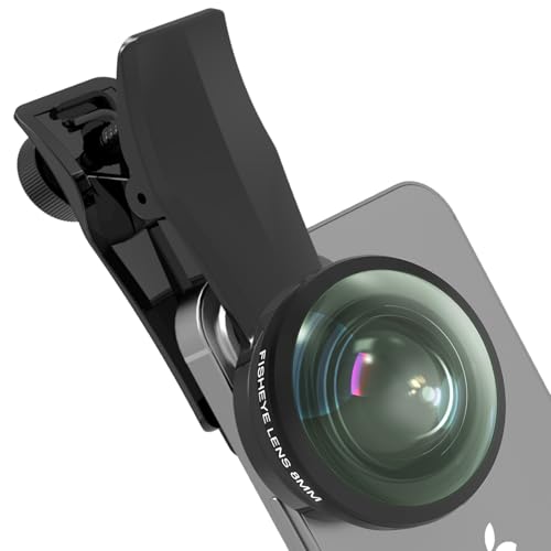 Veedzoens 8MM 220Fisheye Lens for iPhone Android Smartphone Compatible with SmallRig NEEWER Phone Cage with 17mm Thread Universal Phone Lens Clip and Black Portable Bag