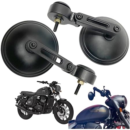 Image of Premium Handle Bar End Mirror compatibility for Jawa 42, Bobber, Classic, Yezdi Roadster, Yezdi Scrambler, New Reborn Classic, Left and Right Side Pair